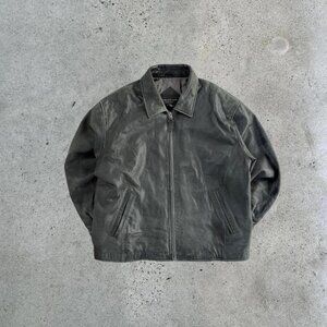 Vintage black leather distressed jacket